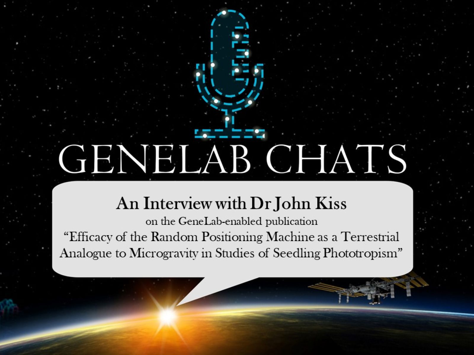 Title slide for GeneLab Chats interview with Dr John Z Kiss