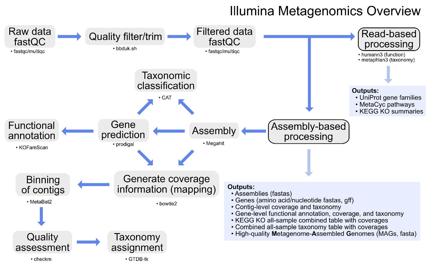 Metagenomics sequencing processing workflow
