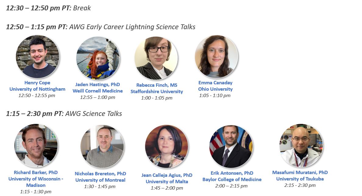 AWG Early Career Lightning Science Talks and AWG Science Talks Agenda